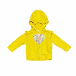 Carter’s yellow heart zip up hoodie size 6 months